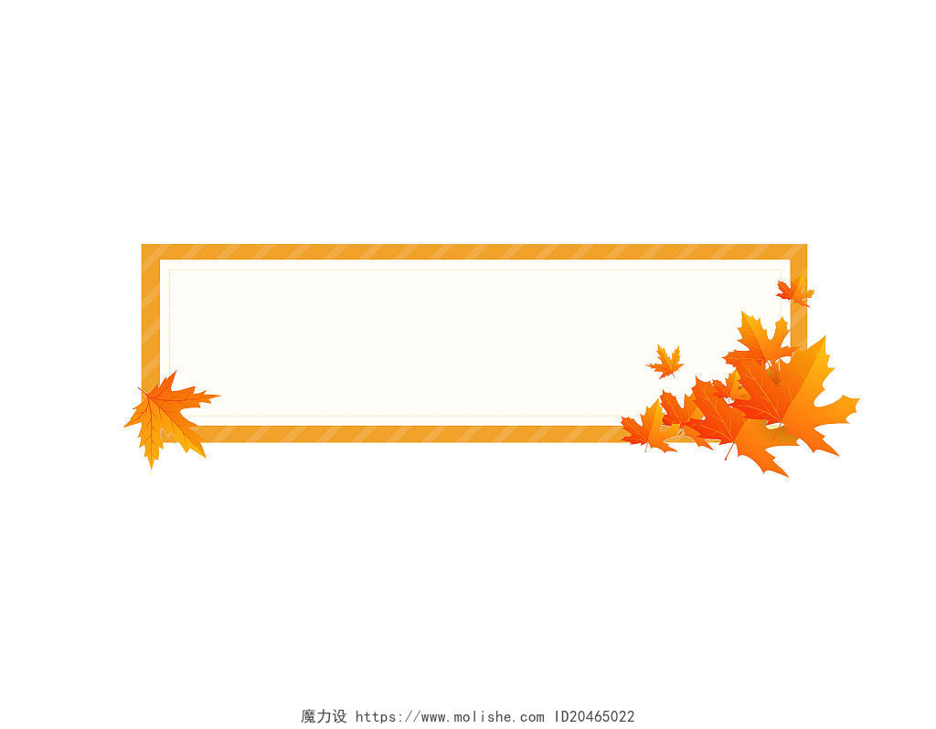 金色的枫叶秋天边框枫叶标题框PNG素材